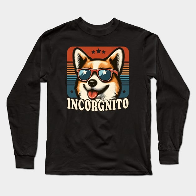 Retro Corgi Going Incognito - Incorgnito Long Sleeve T-Shirt by BeanStiks